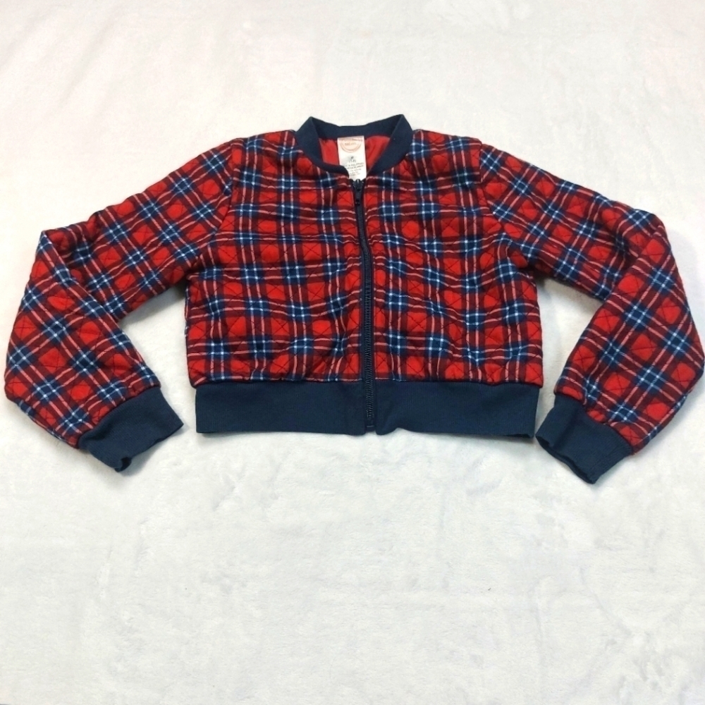 WONDER NATION GIRLS RED AND BLUE PLAID QUILTED ZIP UP JACKET SIZE MEDIUM